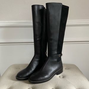 Cole Haan Leather and Suede Riding buckle Boots Black Size 8